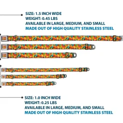 POST FRUITY PEBBLES Logo Full Color Red/Multi Color Seatbelt Buckle Collar - Fruity Pebbles Vivid Cereal CLOSE-UP Multi Color