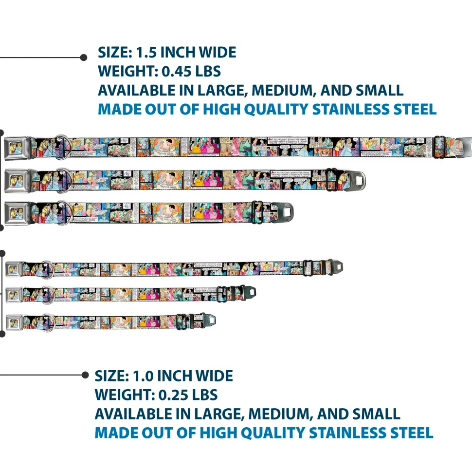 Prince & Cinderella Full Color Seatbelt Buckle Collar - Cinderella Movie Panels & Quotes
