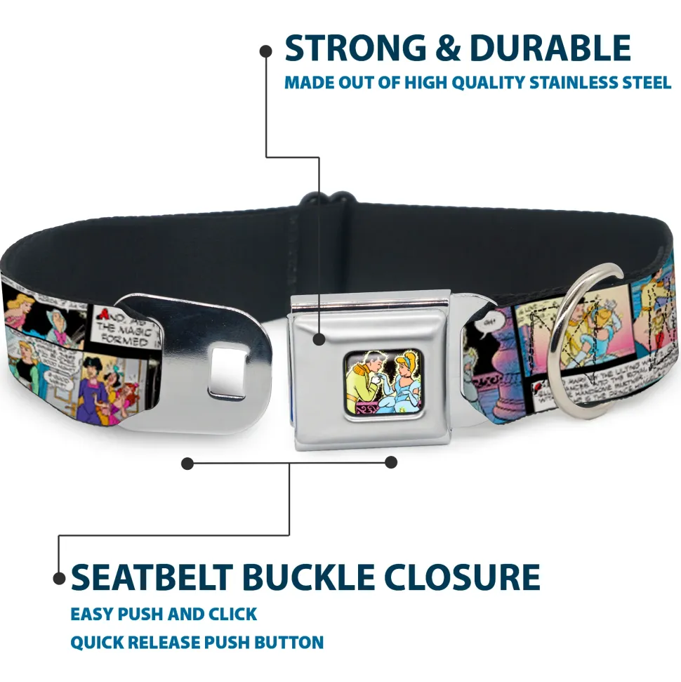 Prince & Cinderella Full Color Seatbelt Buckle Collar - Cinderella Movie Panels & Quotes