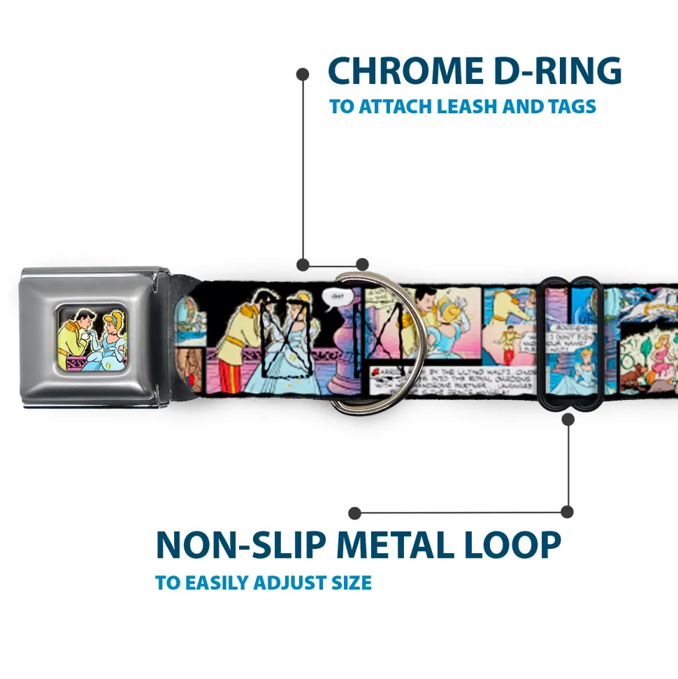 Prince & Cinderella Full Color Seatbelt Buckle Collar - Cinderella Movie Panels & Quotes