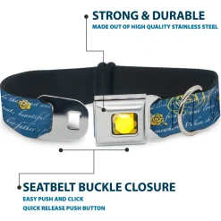 Princess Gem CLOSE-UP Full Color Yellow Seatbelt Buckle Collar - Beauty & the Beast Story Script
