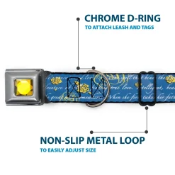 Princess Gem CLOSE-UP Full Color Yellow Seatbelt Buckle Collar - Beauty & the Beast Story Script