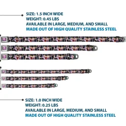 Princess Gem CLOSE-UP Full Color Purple Seatbelt Buckle Collar - 5-Disney Villains Stacked