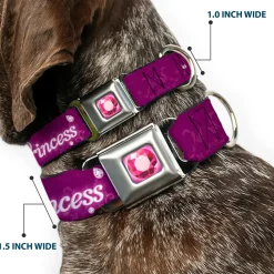Princess Gem Full Color Fuchsia Seatbelt Buckle Collar - I'M 99.9% SURE I'M A DISNEY PRINCESS Pinks/White