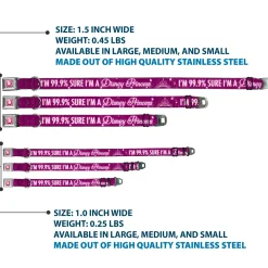 Princess Gem Full Color Fuchsia Seatbelt Buckle Collar - I'M 99.9% SURE I'M A DISNEY PRINCESS Pinks/White