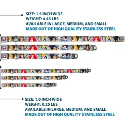 Princess Gem Heart Full Color Black/Pink Seatbelt Buckle Collar - Princess Pose/Princess & Prince Scene Grays/Multi Color