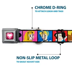 Princess Gem Heart Full Color Black Pink Seatbelt Buckle Collar - Disney Princess Blocks