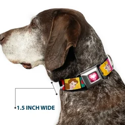 Princess Gem Heart Full Color Black Pink Seatbelt Buckle Collar - Disney Princess Blocks