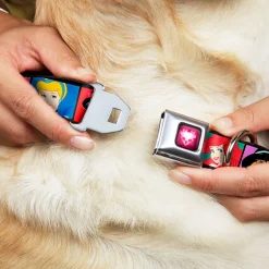 Princess Gem Heart Full Color Black Pink Seatbelt Buckle Collar - Disney Princess Blocks