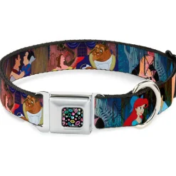 Princess Jewels Full Color Black Multi Color Seatbelt Buckle Collar - Disney Princess Scenes Framed
