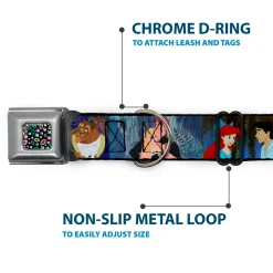 Princess Jewels Full Color Black Multi Color Seatbelt Buckle Collar - Disney Princess Scenes Framed