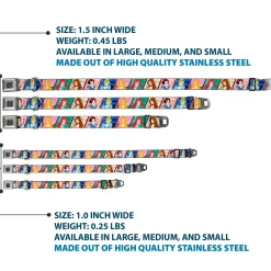 Princess Jewels Full Color Black/Multi Color Seatbelt Buckle Collar - Disney Princess Poses/Castle Blocks