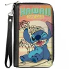 PU Zip Around Wallet Rectangle - HAWAII SURF CLUB Stitch Winking Pose + Sun/Pattern Blocks Pinks/Yellows
