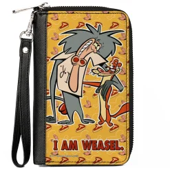PU Zip Around Wallet Rectangle - I AM WEASEL IR Baboon and IM Weasel Pose and Title Logo Yellows