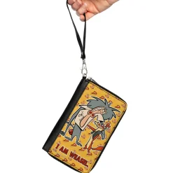 PU Zip Around Wallet Rectangle - I AM WEASEL IR Baboon and IM Weasel Pose and Title Logo Yellows