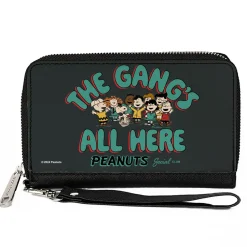PU Zip Around Wallet Rectangle - Peanuts Gang THE GANG'S ALL HERE Group Pose Black/Blue