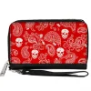 PU Zip Around Wallet Rectangle - Bandana/Skulls Red/White