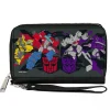 PU Zip Around Wallet Rectangle - Transformers Autobots Versus Decepticons Action Poses and Logos Grays/Black