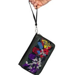 PU Zip Around Wallet Rectangle - Transformers Autobots Versus Decepticons Action Poses and Logos Grays/Black
