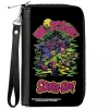 PU Zip Around Wallet Rectangle - Scooby-Doo Monsters Chasing Shaggy UH SCOOB! Pose Black/Multi Color