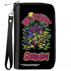 PU Zip Around Wallet Rectangle - Scooby-Doo Monsters Chasing Shaggy UH SCOOB! Pose Black/Multi Color