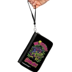 PU Zip Around Wallet Rectangle - Scooby-Doo Monsters Chasing Shaggy UH SCOOB! Pose Black/Multi Color
