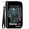 PU Zip Around Wallet Rectangle - FRIDAY THE 13TH Jason Crystal Lake Cabin Silhouette Movie Pose