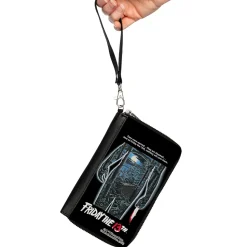 PU Zip Around Wallet Rectangle - FRIDAY THE 13TH Jason Crystal Lake Cabin Silhouette Movie Pose