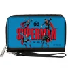 PU Zip Around Wallet Rectangle - SUPERMAN EST 1938 Action Poses and Text Blue/Red