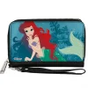 PU Zip Around Wallet Rectangle - The Little Mermaid Ariel Reef Pose Blues
