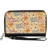 PU Zip Around Wallet Rectangle - Summer Harmony Collage Beige/Multi Color
