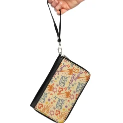 PU Zip Around Wallet Rectangle - Summer Harmony Collage Beige/Multi Color