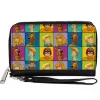 PU Zip Around Wallet Rectangle - Scooby Doo 5-Character Face Blocks Multi Color