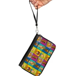 PU Zip Around Wallet Rectangle - Scooby Doo 5-Character Face Blocks Multi Color