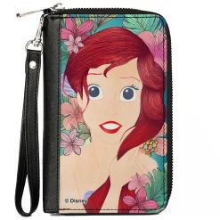 PU Zip Around Wallet Rectangle - The Little Mermaid Ariel Fixing Hair Pose