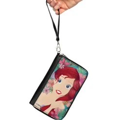 PU Zip Around Wallet Rectangle - The Little Mermaid Ariel Fixing Hair Pose