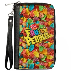 PU Zip Around Wallet Rectangle - POST FRUITY PEBBLES Logo and Vivid Cereal Multi Color