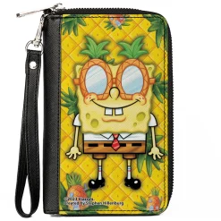 PU Zip Around Wallet Rectangle - SpongeBob SquarePants Pineapple Eyes Pose Pineapple Gold