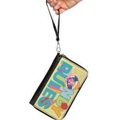 PU Zip Around Wallet Rectangle - Candy Land KANDY RULES King Kandy Face Yellow/Multi Color