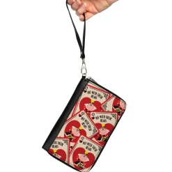 PU Zip Around Wallet Rectangle - Alice in Wonderland Queen of Hearts OFF WITH THEIR HEADS Cards Stacked