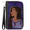 PU Zip Around Wallet Rectangle - Wish Asha Profile Pose and Star Sketch Galaxy Blues
