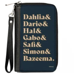 PU Zip Around Wallet Rectangle - Wish Asha's Friends the Teens Names Navy/Tans