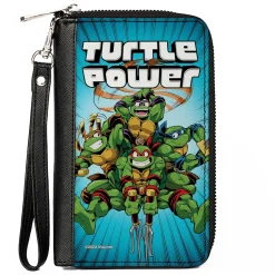 PU Zip Around Wallet Rectangle - Teenage Mutant Ninja Turtles TURTLE POWER Group Pose Rays Blues