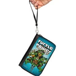 PU Zip Around Wallet Rectangle - Teenage Mutant Ninja Turtles TURTLE POWER Group Pose Rays Blues