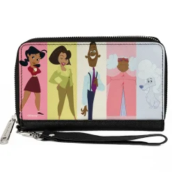 PU Zip Around Wallet Rectangle - The Proud Family Pose Blocks Multi Pastel