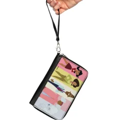PU Zip Around Wallet Rectangle - The Proud Family Pose Blocks Multi Pastel