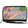 PU Zip Around Wallet Rectangle - CANDY LAND Characters and Title Logo Stripe Multi Color