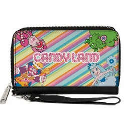 PU Zip Around Wallet Rectangle - CANDY LAND Characters and Title Logo Stripe Multi Color