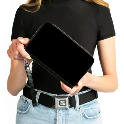 PU Zip Around Wallet Rectangle - Black