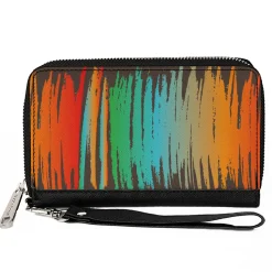 PU Zip Around Wallet Rectangle - Scribble Zarape Fade Brown/Multi Color